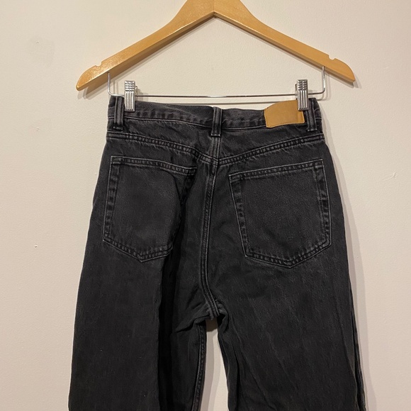 Weekday Rail Mid Rise Loose Baggy Fit Wide Leg Black Jeans Size 25 - Picture 3 of 4